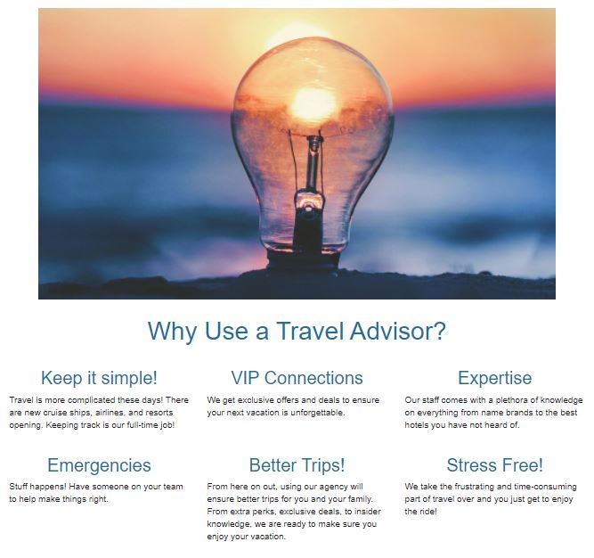 Why Use a Travel Advisor Page Screen Cap